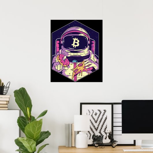 Poster Astronaut BITCOIN-Crypto (Bureau à domicile)