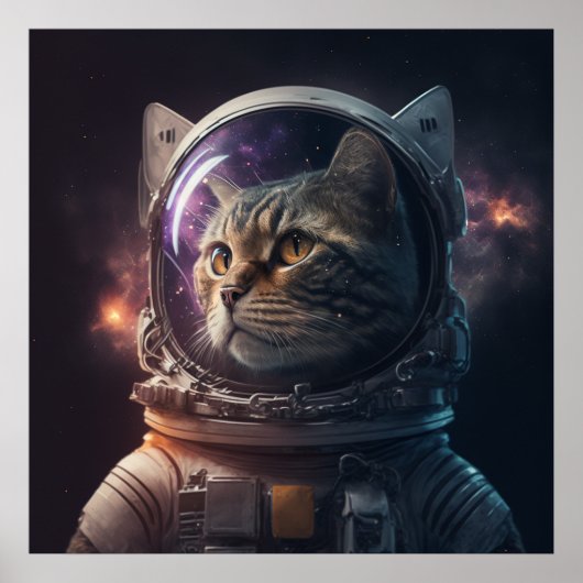 Poster Astronaut cat 3 (Devant)