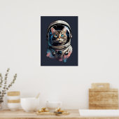 Poster Astronaut Chat Dans L'Espace Aquarelle Art (Cuisine)