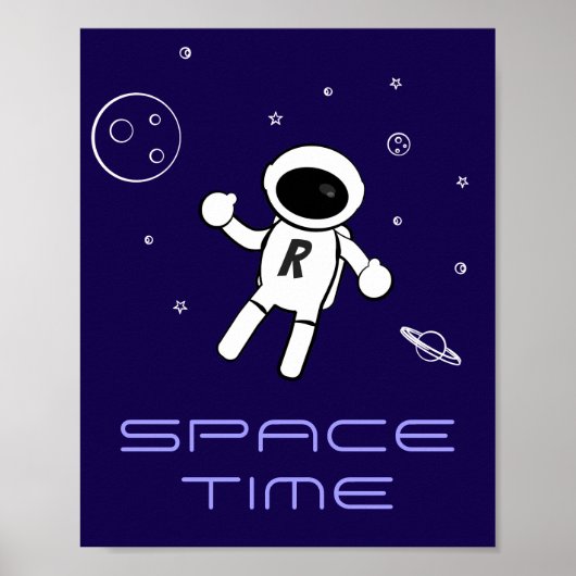 Poster Astronaut dans l'espace - Art en violet, noir et b (Devant)