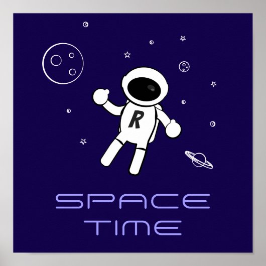 Poster Astronaut dans l'espace - Art en violet, noir et b (Devant)