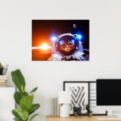 Poster Astronaut de chat drôle (Bureau à domicile)