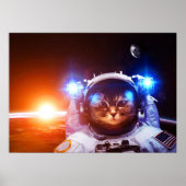 Poster Astronaut de chat drôle (Devant)