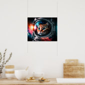 Poster Astronaut de chat spatial drôle Kitty Galaxy Unive (Cuisine)
