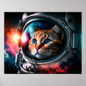 Poster Astronaut de chat spatial drôle Kitty Galaxy Unive (Devant)