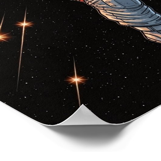 Poster Astronaut Dunking Fiery Basketball Dynamic Space (Coin)