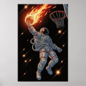 Poster Astronaut Dunking Fiery Basketball Dynamic Space (Devant)