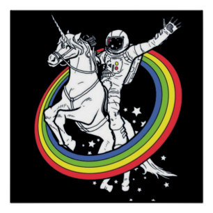 Poster Astronaut équitation Unicorn