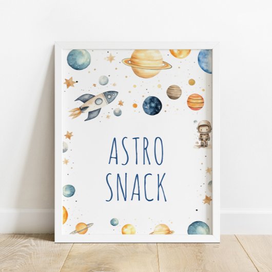 Poster Astronaut Espace Astro Snacks Anniversaire