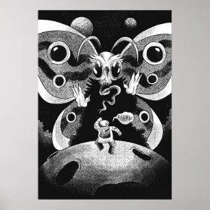 Poster Astronaut et papillon effrayant