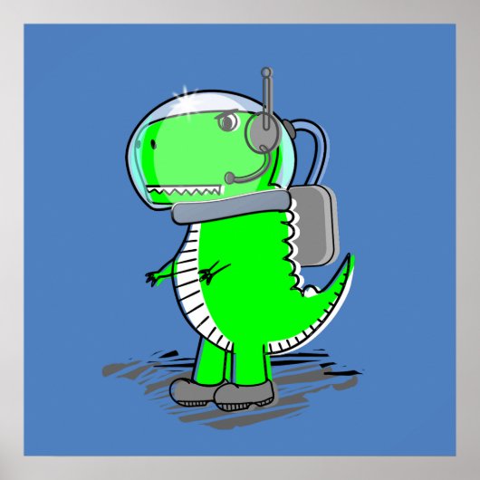 Poster Astronaut mignon et en colère T-Rex Dinosaur (Devant)