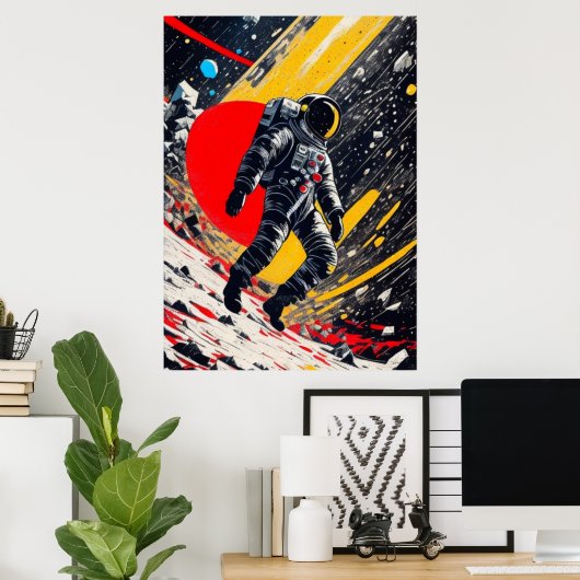 Poster Astronaut perdu dans l'espace extra-atmosphérique (Bureau à domicile)