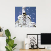 Poster Astronaut relié au système de manipulateur à dista (Bureau à domicile)