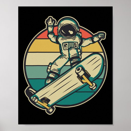 Poster Astronaut Skateboarding Skateboard  (Devant)