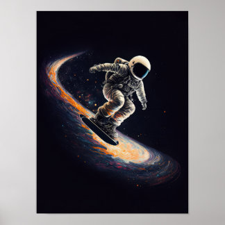 Poster Astronaut Ski dans l'espace