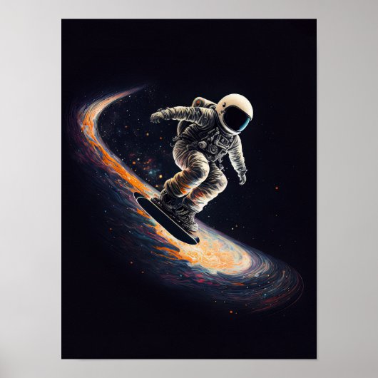 Poster Astronaut Ski dans l'espace (Devant)