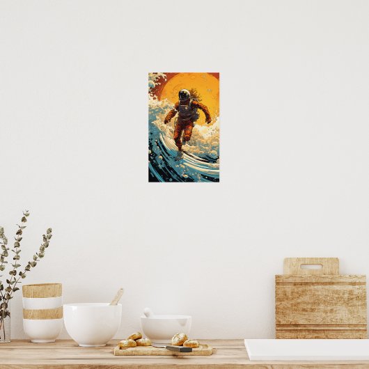 Poster Astronaut Steampunk Surf en Sci-Fi Surréalisme P (Cuisine)