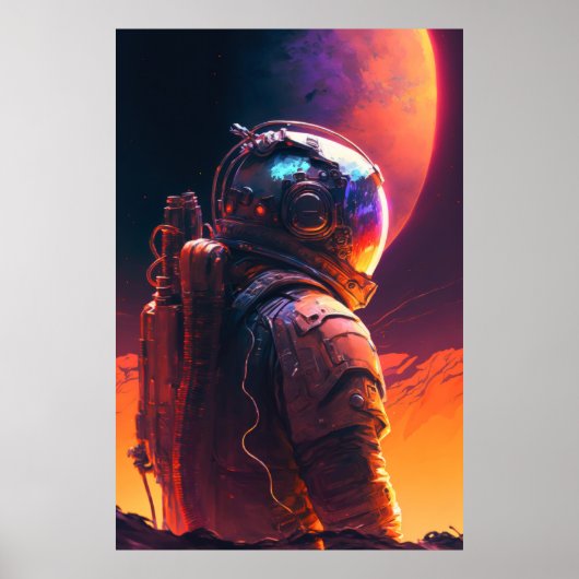 Poster Astronaut World Discovery Peinture Univers Humain (Devant)