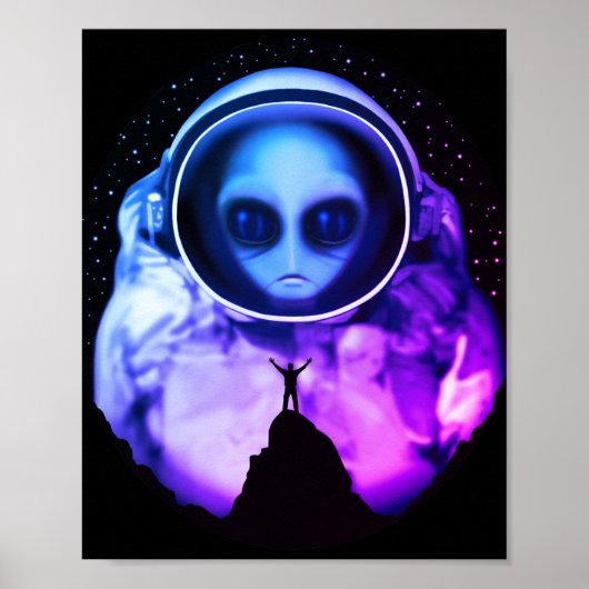 Poster Astronaute Alien rétro (Devant)