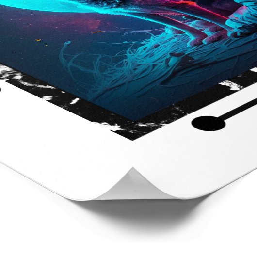 Poster Astronaute avec chien dans l'espace, Neon Design A (Coin)