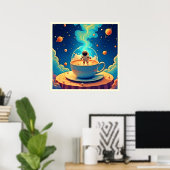 Poster Astronaute Café Espace Art (Bureau à domicile)