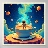 Poster Astronaute Café Espace Art (Devant)