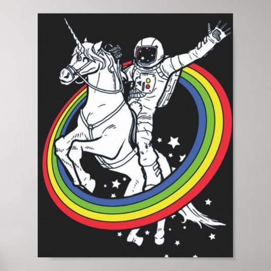 Poster Astronaute chevauchant une licorne (Devant)