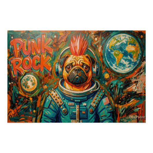 POSTER ASTRONAUTE CHIEN DE COMBAT PUNK ROCK 2 (Devant)