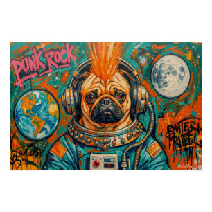 POSTER ASTRONAUTE CHIEN DE COMBAT PUNK ROCK 5