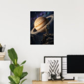 Poster Astronaute contemplant Saturne (Bureau à domicile)