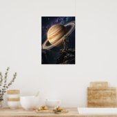 Poster Astronaute contemplant Saturne (Cuisine)