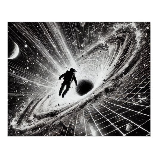 Poster Astronaute dans le tourbillon du trou noir (Devant)