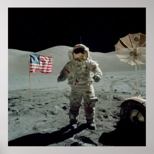 Poster Astronaute d'Apollo 17 dans la vallée de Littrow