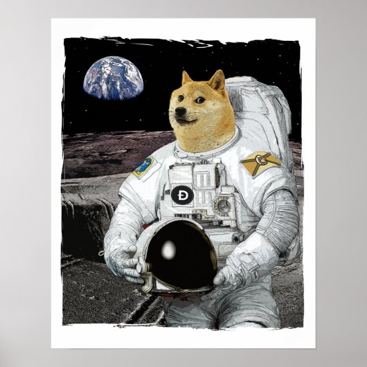 Poster astronaute de Dogecoin (Devant)