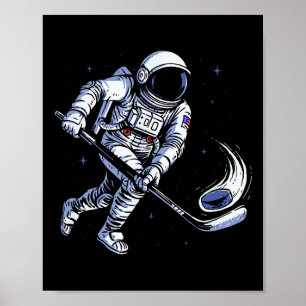 Poster Astronaute de hockey spatial jouant en gravité zér