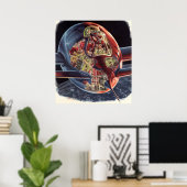 Poster Astronaute de la science-fiction vintage Rocket (Bureau à domicile)