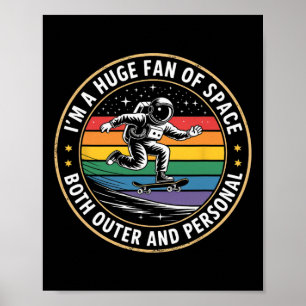 Poster Astronaute drôle disant énorme fan d'humour spatia