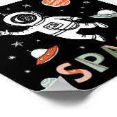 Poster Astronaute du cosmos vaisseau fusée planètes (Coin)