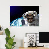Poster Astronaute du Raccoon drôle (Bureau à domicile)