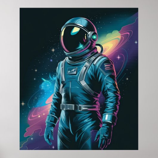 Poster Astronaute en combinaison futuriste (Devant)