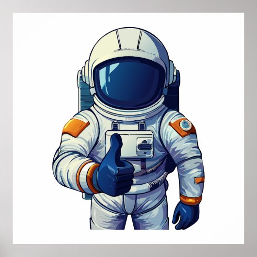 Poster astronaute en combinaison spatiale montrant le pou (Devant)