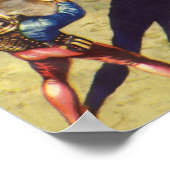 Poster Astronaute en science-fiction vintage avec robot A (Coin)