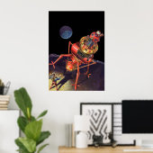 Poster Astronaute en science-fiction vintage avec robot A (Bureau à domicile)