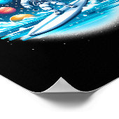Poster Astronaute faisant du surf dans l'espace garçons f (Coin)