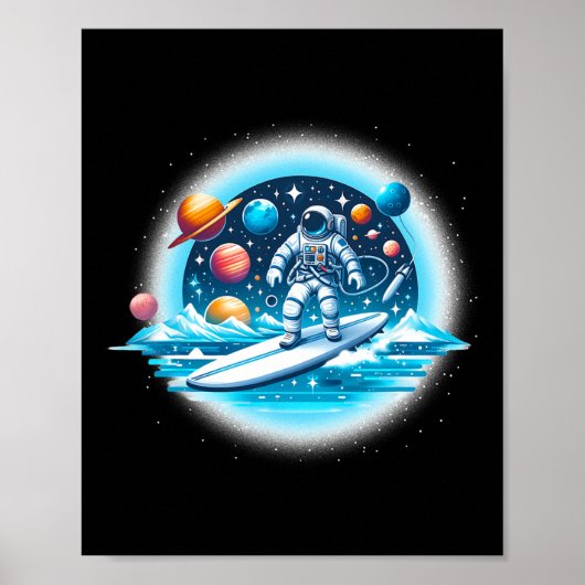 Poster Astronaute faisant du surf dans l'espace garçons f (Devant)