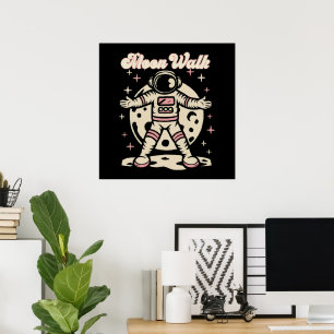 Poster Astronaute Marche Lunaire
