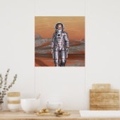 Poster Astronaute Mars - Explorateur spatial sur une plan (Cuisine)