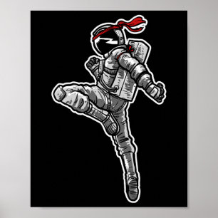 Poster Astronaute Muay Thai Boxe Karaté Kickboxing 