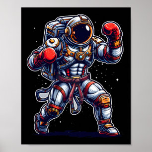 Poster Astronaute Muay Thai Boxe Karaté Kickboxing Marti