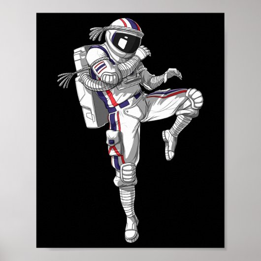 Poster Astronaute Muay Thai Boxe Karaté Kickboxing Marti (Devant)